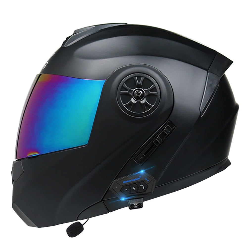 MotorradHelm Klapphelm Mit Bluetooth Modularer Helm Mit Doppelvisier ECE Zertifiziert Vollvisierhelm Fullface Helm Integral-Helm mit Eingebautem Mikrofon für Automatische Reaktion von HHSDB