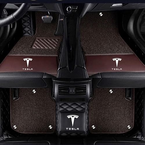 Auto FußMatten, Für Tesla Model-X 5seat 2016-2018,Antirutschmatten,Wasserdicht und rutschfest Innenmatten,Praktische Fußmatte Auto,F von HHYHUJYG