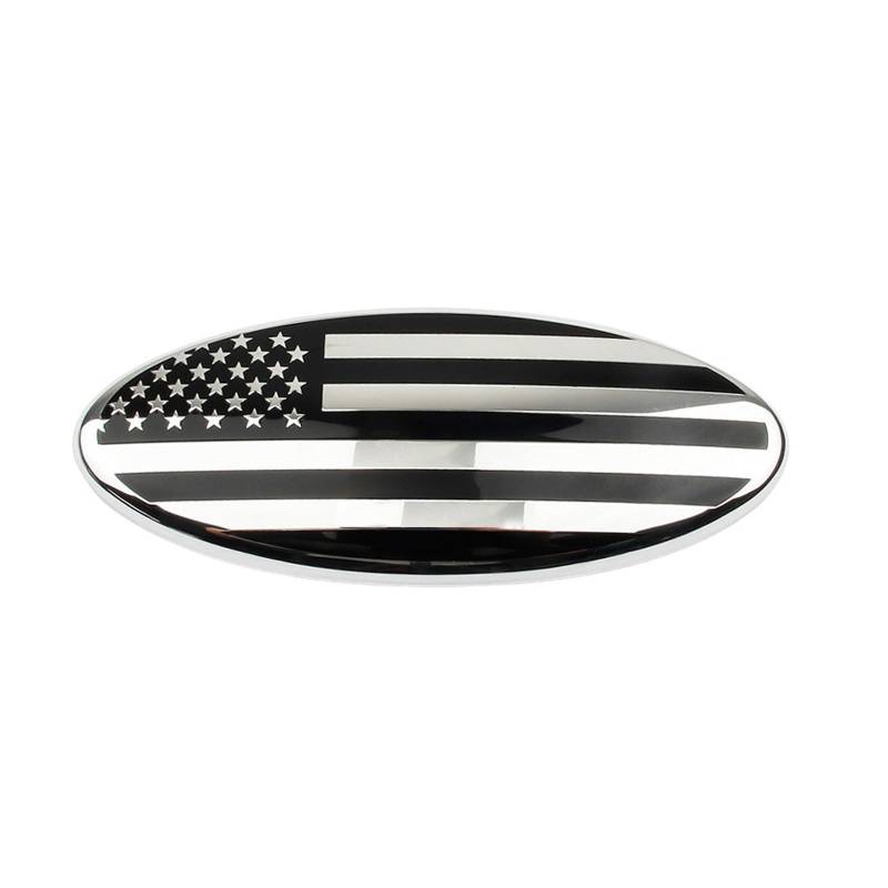 HIBEYO 1Stücke Universal Auto Amerikanische Flagge Frontgrill hinten Heckklappe Emblem Frontgrill Heckklappe Emblem Passt für Ford Oval Boot Abzeichen Emblem Aufkleber Namensschild-11.5cm Silber von HIBEYO