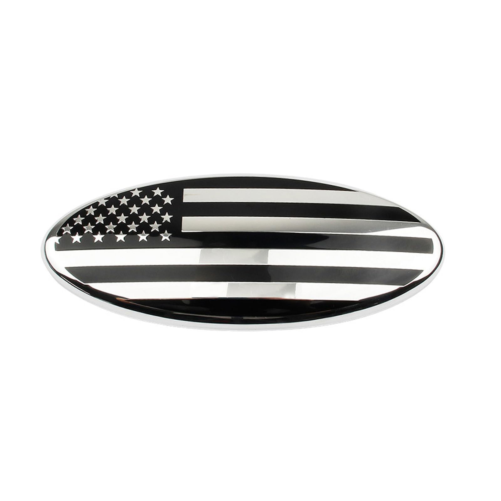 HIBEYO 1Stücke Universal Auto Amerikanische Flagge Frontgrill hinten Heckklappe Emblem Frontgrill Heckklappe Emblem Passt für Ford Oval Boot Abzeichen Emblem Aufkleber Namensschild-12.5cm Silber von HIBEYO