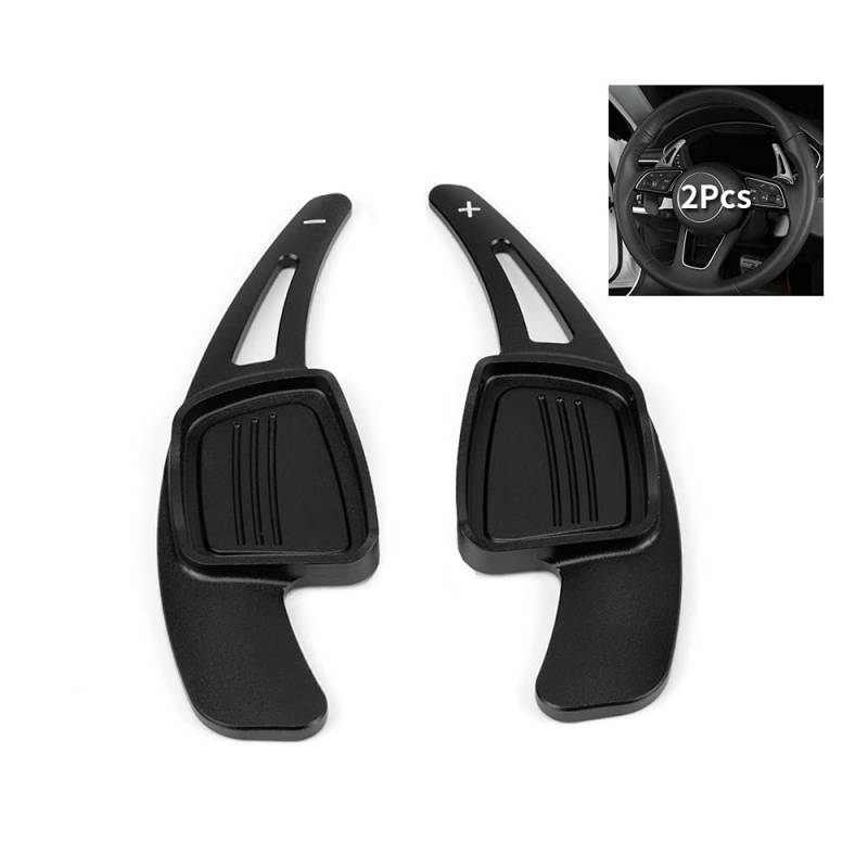 HIBEYO 2 Stücke Auto Schaltwippen Passt für Audi Q2 A3 A5 S5 S4 A4L A8 S7 Q3 Q7 TT TTS SQ5 Q5L Lenkrad Schaltpaddel Verlängerung Schaltwippen Extensions Sport Shift Paddles Schalthebel-Schwarz von HIBEYO