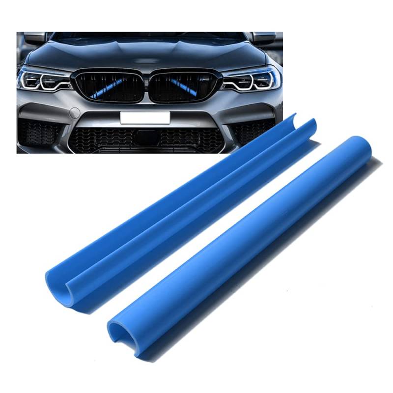 HIBEYO 2PCS Frontgrill Einsatz Zierleisten Passt für BMW E60 F52 Sportstil Grillstreifen Einsätze Zierleiste Auto Grilleinsatz Kühlergrill Schnalle Streifen Abdeckung Trim dekoration zubehör-Blau von HIBEYO