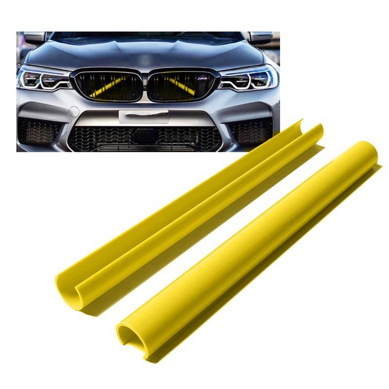 HIBEYO 2PCS Frontgrill Einsatz Zierleisten Passt für BMW E60 F52 Sportstil Grillstreifen Einsätze Zierleiste Auto Grilleinsatz Kühlergrill Schnalle Streifen Abdeckung Trim dekoration zubehör-Gelb von HIBEYO