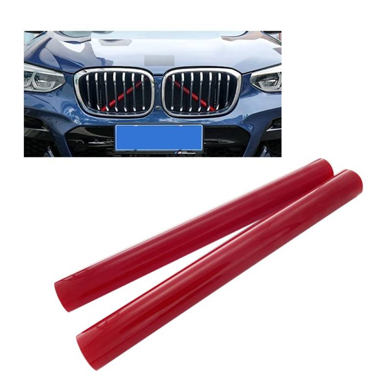 HIBEYO 2PCS Frontgrill Einsatz Zierleisten Passt für BMW E60 F52 Sportstil Grillstreifen Einsätze Zierleiste Auto Grilleinsatz Kühlergrill Schnalle Streifen Abdeckung Trim dekoration zubehör-Rot von HIBEYO