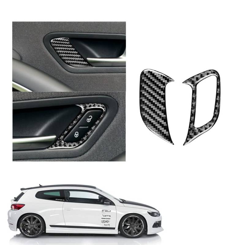 HIBEYO 2pcs ABS Kohlefaser Autotürschlosstürinnen Aufkleber Passt für VW Scirocco 2009-2016 Auto InnentüRgriff Sperren Dekoration Interieur Trim Verkleidung Rahmen Styling-Linkslenker geeignet von HIBEYO