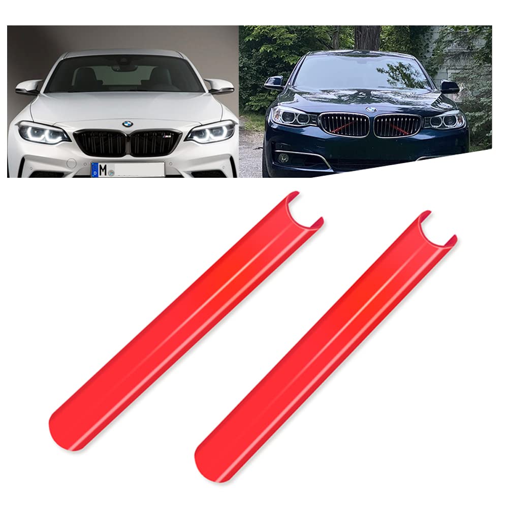 HIBEYO Auto Farbige Frontgrill Streifen Kühlergrill Einsätze Zierleiste Passt für BMW X3 F25 G01 X4 G02 X5 G05 Kühlergrill Schnalle Streifen Trim Sportstil Grill Streifen Dekoration Zubehör-Rot von HIBEYO