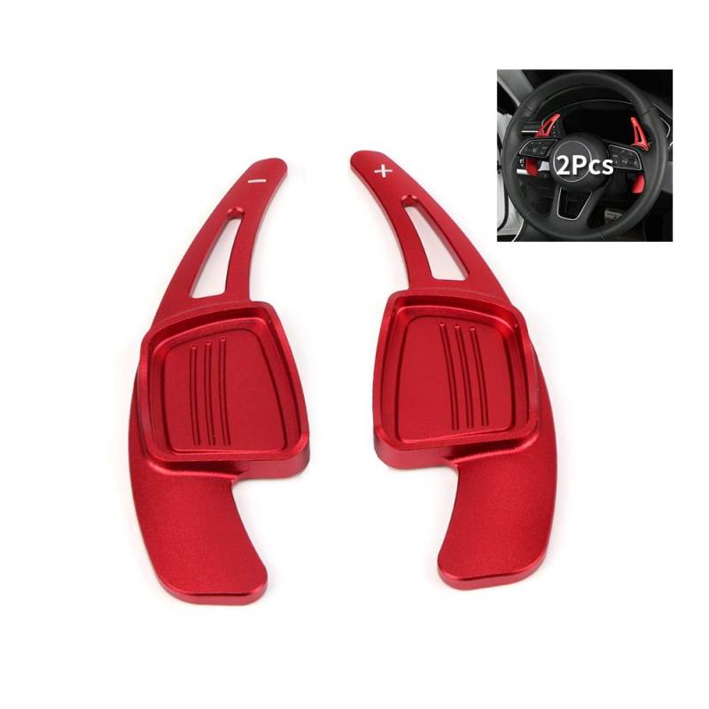 HIBEYO 2 Stücke Auto Schaltwippen Passt für Audi Q2 A3 A5 S5 S4 A4L A8 S7 Q3 Q7 TT TTS SQ5 Q5L Lenkrad Schaltpaddel Verlängerung Schaltwippen Extensions Sport Shift Paddles Schalthebel-Rot von HIBEYO