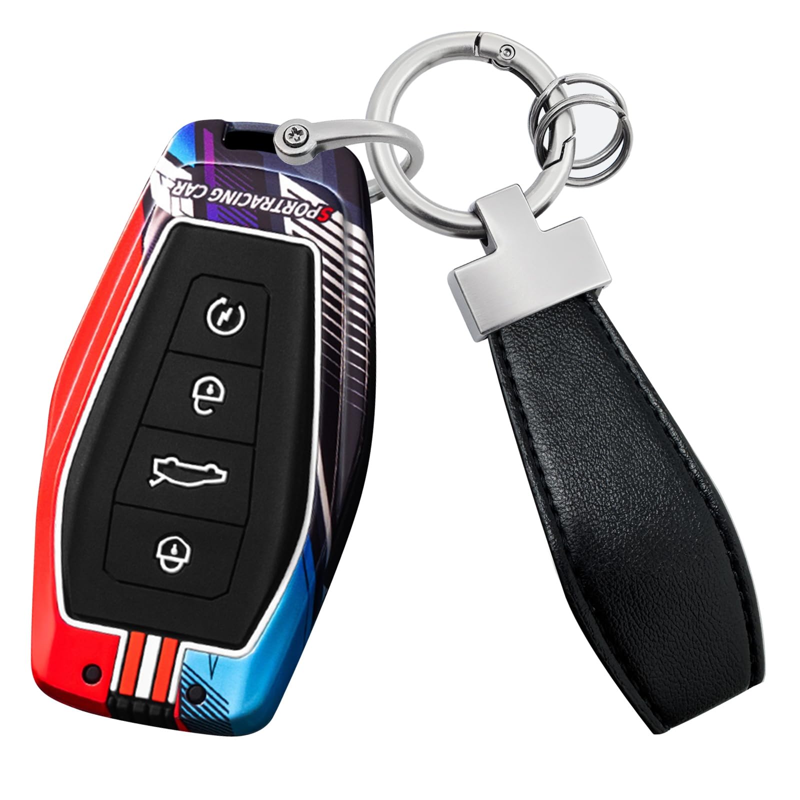 HIBEYO Autoschlüssel Hülle Kompatibel Mit Geely Coolray Atlas Boyue Nl3 Emgrand x7 Ex7 Geländewagen GC9 Borui zubehör Racing Style Metall Fernschlüsselhülle Schutzhülle Schlüsselanhänger-B Rot HIBEYO Autoschlüssel Hülle Kompatibel Mit Geely Coolray Atlas Boyue Nl3 Emgrand x7 Ex7 Geländewagen GC9 Borui zubehör Racing Style Metall Fernschlüsselhülle Schutzhülle Schlüsselanhänger-B Rot von HIBEYO