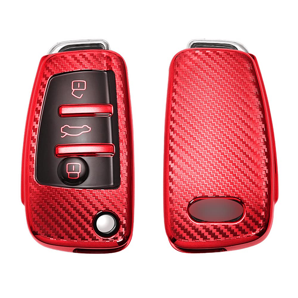 HIBEYO Smart Autoschlüssel Hülle passt für Audi Abdeckung Schutzhülle  schlüsselhülle für Audi A3 A4 A5 A6 A7 A8 Q7 S4 R8 RS7 TT TTS TTRS E-Tron