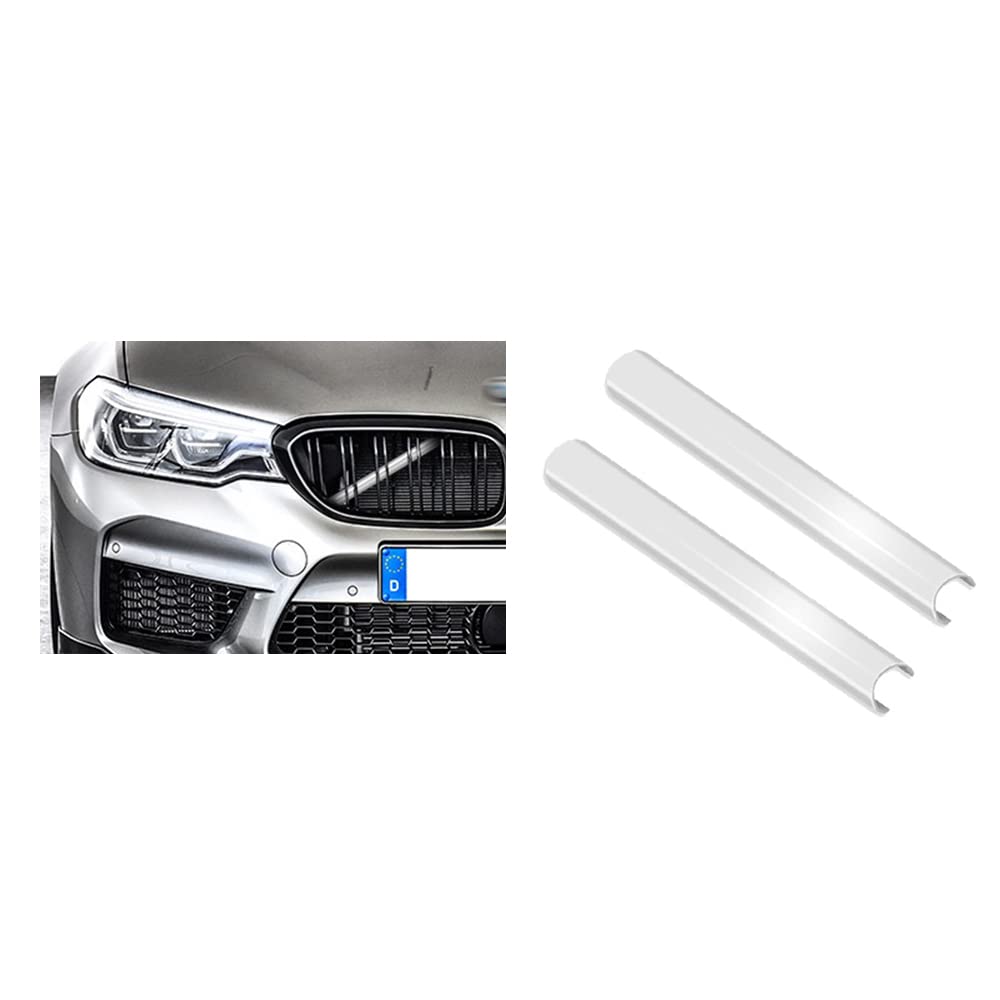 HIBEYO Frontgrilleinsatz Zierleisten Passt für BMW F07 F10 F11 F18 F06 F12 F13 F01 F02 F03 F04 F48 F49 F39 F45 F46 Sportstil Grillstreifen Streifen Kühlergrill-Einsatz-Zierleiste Ersatz zubehör-Weiß von HIBEYO