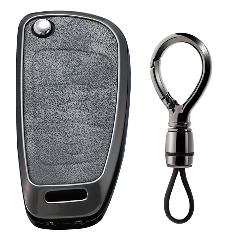 HIBEYO Keyless Autoschlüssel Hülle Passt für Audi A1 A3 A4 A6 A8 Quattro Q2 Q3 Q7 Leder Schutzhülle Schlüsselhülle Passt für Audi S3 S6 RS3 RS6 R8 TT TTS Schlüsselbox 3 Tasten Schlüsseletui 3Tasten-C von HIBEYO