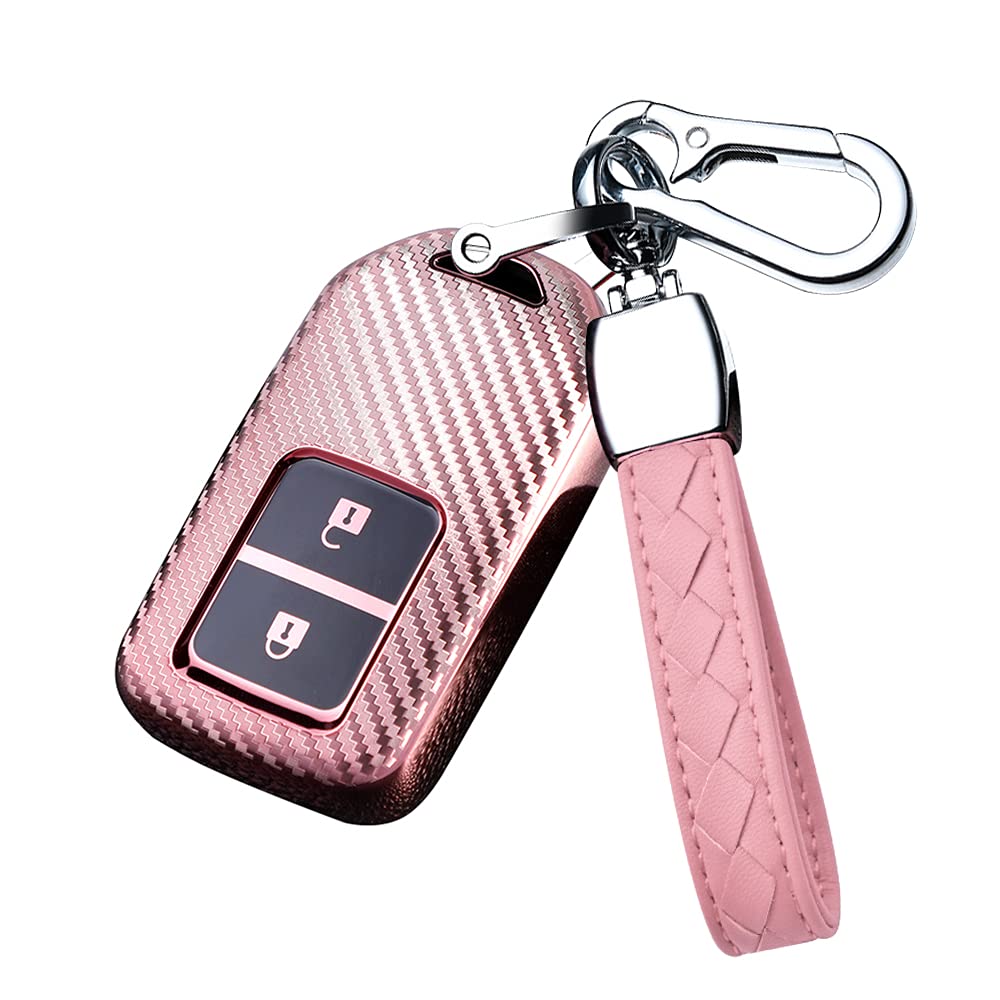 HIBEYO Smart Autoschlüssel Hülle Passt für Honda Schlüsselschutz Etui Cover für Honda Accord CR-V Jade Civic Spirior Fit City Crosstour HR-V Jazz Schlüsselbox Schlüsselanhänger TPU 2 Tasten-Rosa von HIBEYO