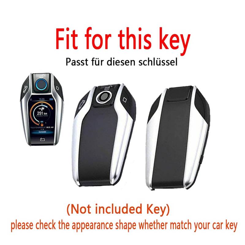 HIBEYO Smart Autoschlüssel Hülle passt für BMW Schlüsselhülle Schutzhülle Cover für BMW Neu 5er 7er i8 730li 740li 750li Neuen X3 X7 Schlüsselbox Display Key Fernschlüssel TPU Leder Texture-Rot von HIBEYO