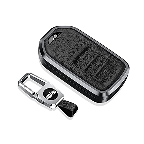 HIBEYO Smart Autoschlüssel Hülle passt für Honda CR-V Jazz Civic HR-V Accord Odyssey City Grace Schutzhülle Schlüsselhülle Cover Schlüsselgehäuse Schlüsselanhänger Remote Keyless Leder-Schwarz B von HIBEYO