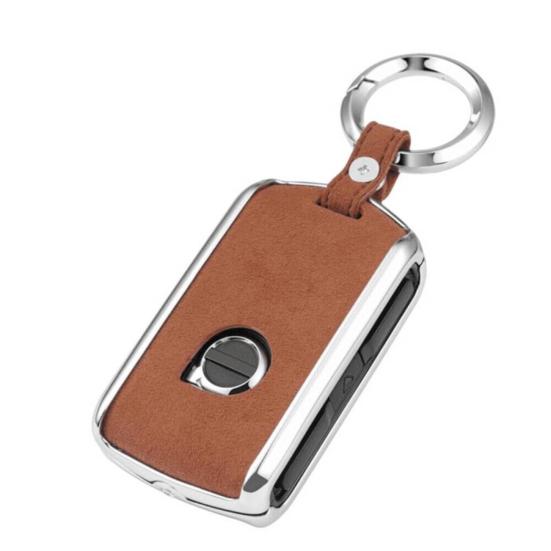 HIBEYO Wildleder Leder für Volvo XC60 XC90 S90 V90 Autoschlüssel Hülle Schlüsselhülle Cover Schlüsselanhänger Auto Schlüssel Smart Keyless Entry case Fernbedienung Cover Schutz Bronze von HIBEYO