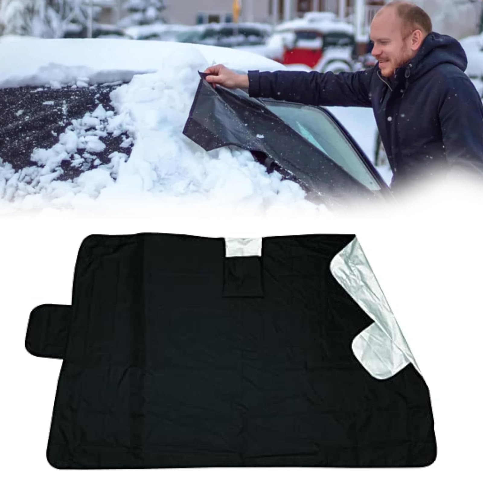 360 All-Weather Windshield Cover, Windshield Cover for Ice and Snow, All Seasons Sunshade Ice Cover, Reversible Windshield Protector Fits for Any Car,Protects Heat/Snow with Anti-Theft Panels (1 PCS) von HIDRUO