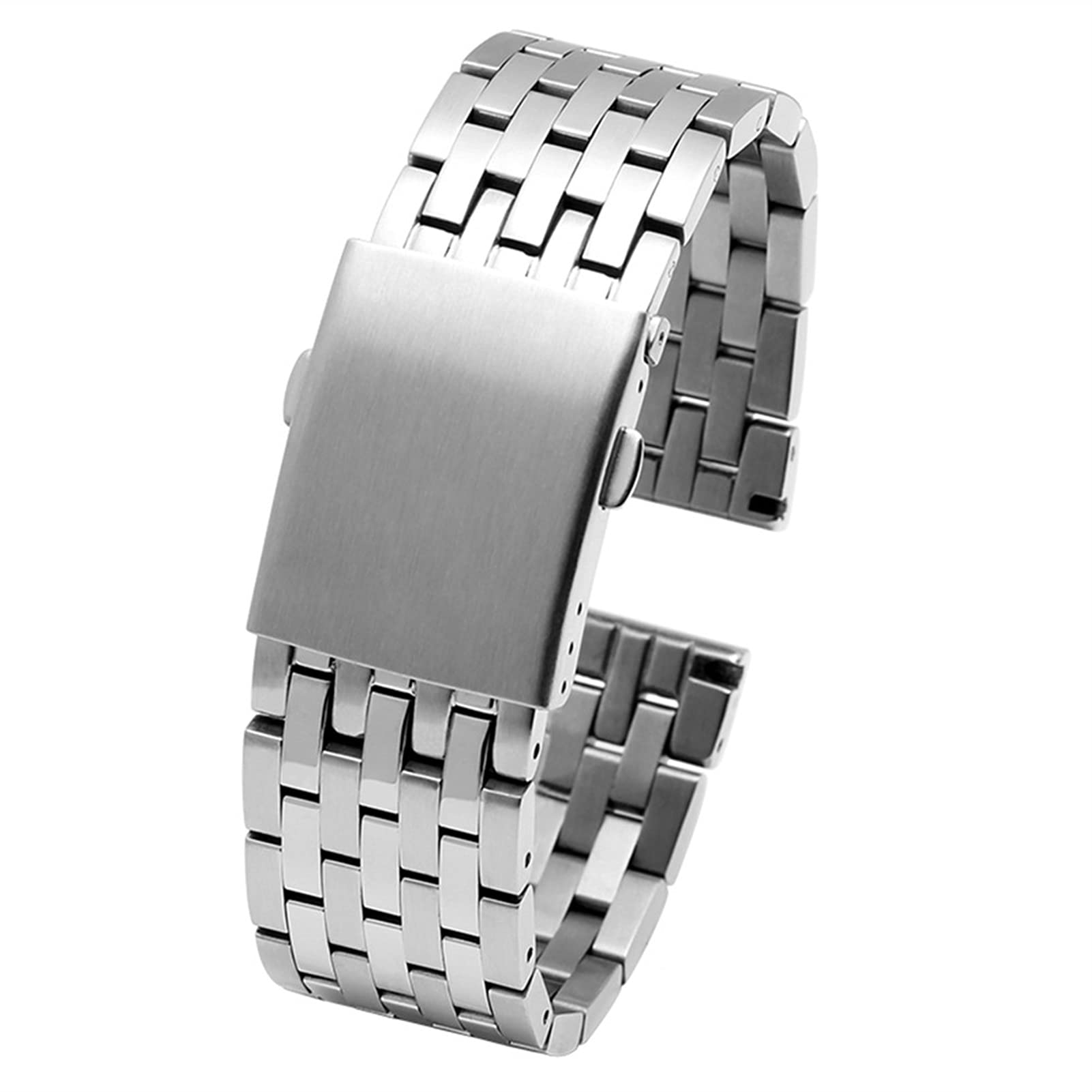 Edelstahl-Uhrband Herren-Sportarmband, 22 mm, 24 mm, 26 mm, 28 mm, 30 mm, Edelstahl-Uhrenarmband for Herren, Metall-Armband(A Silver,30mm) von HIFRQVVC