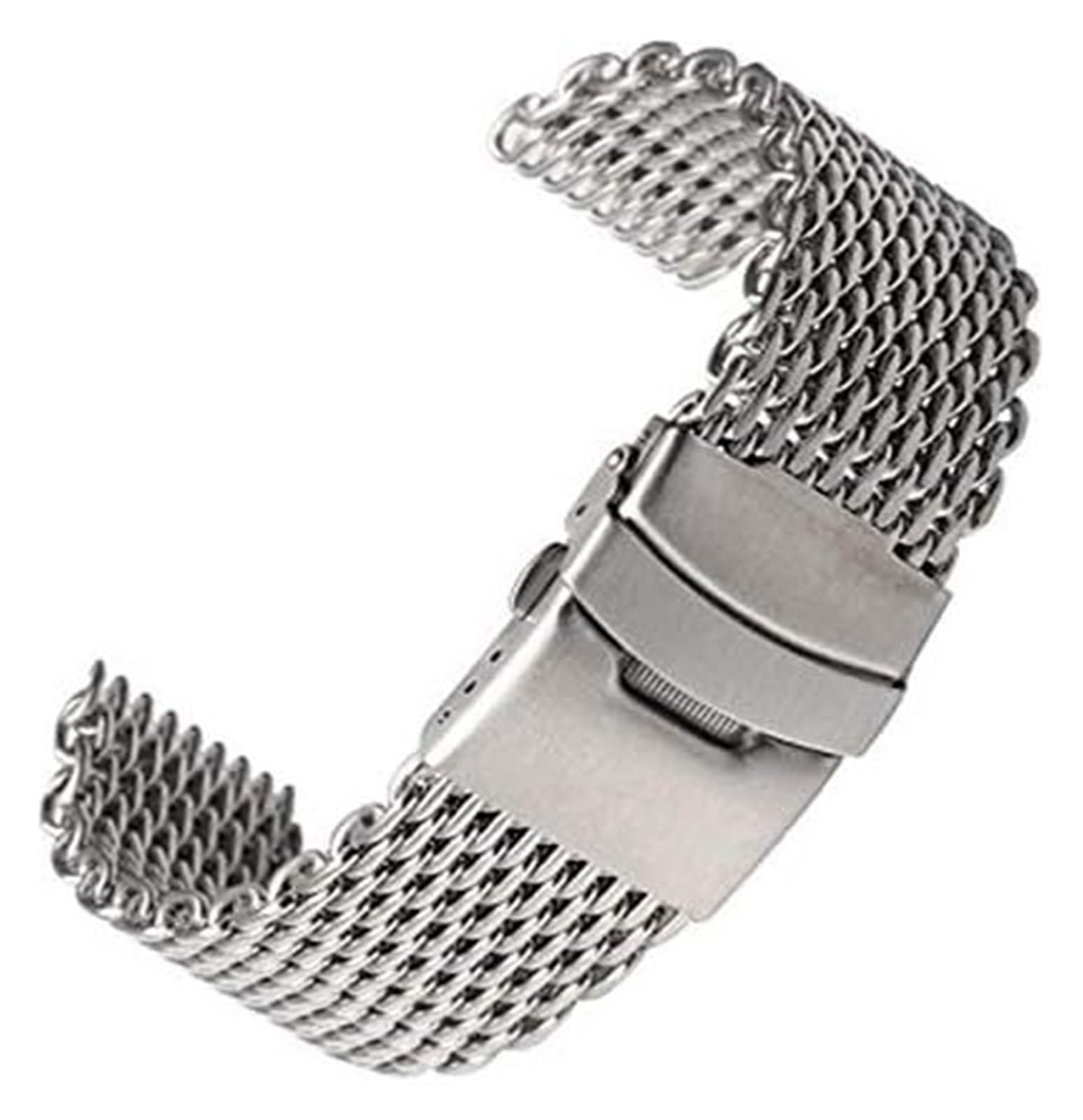 Edelstahl-Uhrband Herren Sportarmband Silber 18mm/20mm/22mm/24mm Edelstahl Milanese Shark Mesh Uhrenarmband Mesh Metall Armband Armband for Uhr(20mm) von HIFRQVVC