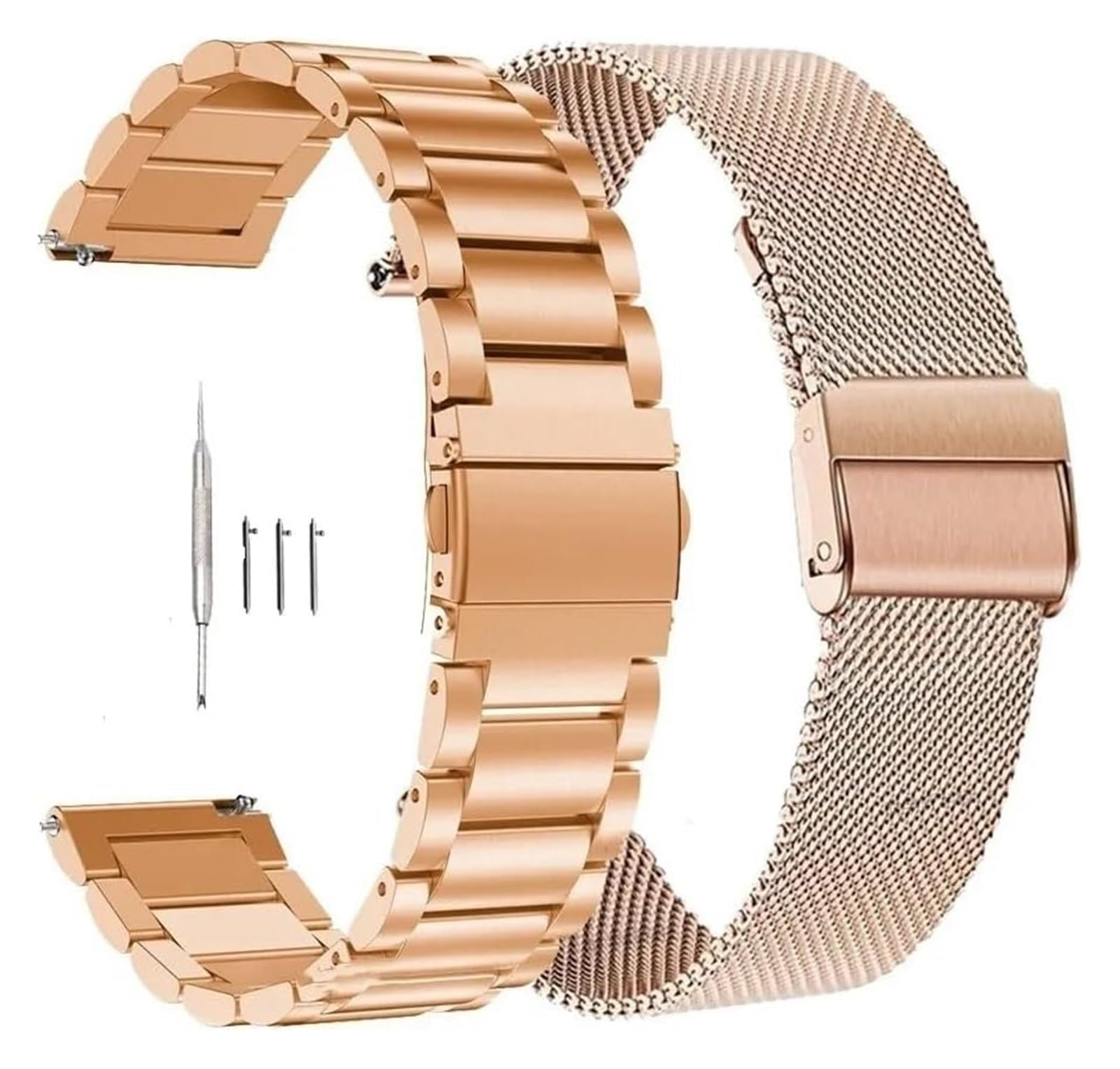 Edelstahl-Uhrband Uhrenarmbänder, 18 mm, 20 mm, 22 mm, 24 mm, Schnellverschluss, Edelstahl-Uhrenarmband, Faltbare Uhrenschnalle for universelles Uhrenarmband(Rosegold 2pcs,24mm) von HIFRQVVC