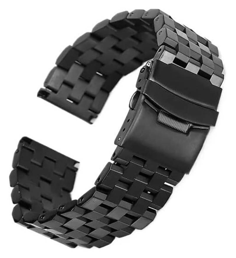 Edelstahl-Uhrband Uhrenarmbänder, 18 mm, 20 mm, 22 mm, 24 mm, Schnellverschluss, komplett aus Edelstahl, Metall-Business-Armband, Ersatz-Uhrenarmband(Black,18mm) von HIFRQVVC