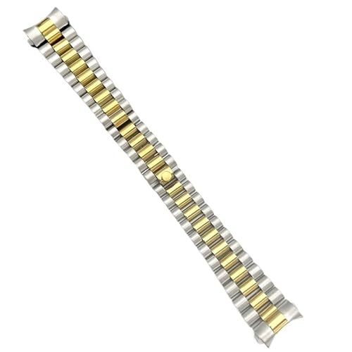 Edelstahl-Uhrband Uhrenarmbänder, 20 mm, Ersatz-Uhrenarmband aus Metall und Edelstahl mit gebogenem Ende, Ersatz-Uhrenarmband for Smartwatches(Steelgold) von HIFRQVVC