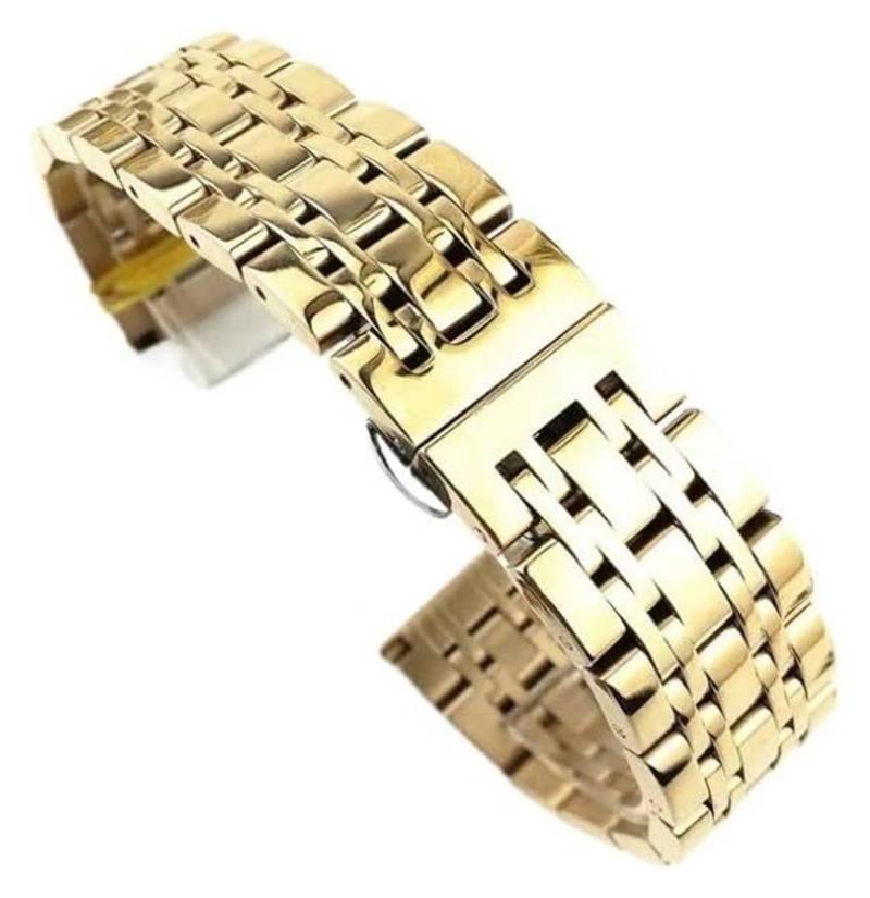 Edelstahl-Uhrband Uhrenarmbänder 12 14 15 16 17 18 19 20 21 22 23 26 24 mm Edelstahl-Uhrenarmband 2in1 gebogenes gerades Uhrenarmband mit Schmetterlingsschnalle(Gold,22mm) von HIFRQVVC