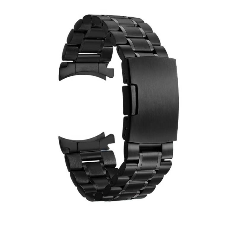 Edelstahl-Uhrband Uhrenarmbänder 12 14 16 18 19 20 21 22 24 mm Edelstahl-Uhrenarmband mit gebogenem Ende for Herren und Damen, Metall-Faltschließe(Black,24mm) von HIFRQVVC