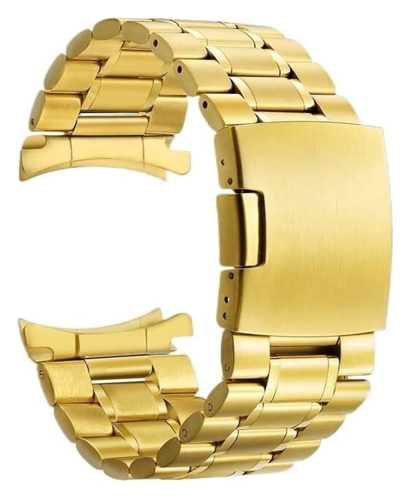 Edelstahl-Uhrband Uhrenarmbänder 12 14 16 18 19 20 21 22 24 mm Edelstahl-Uhrenarmband mit gebogenem Ende for Herren und Damen, Metall-Faltschließe(Gold,16mm) von HIFRQVVC