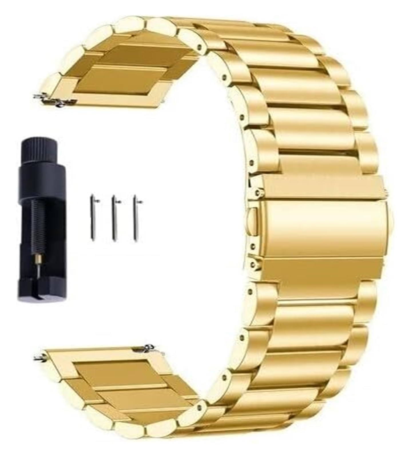 Edelstahl-Uhrband Uhrenarmbänder 14 16 18 20 22 24 mm Schnellverschluss aus Edelstahl und Milanaise-Uhrenarmband aus Metall, Faltbare Uhrenschnalle, universelles Uhrenzubehör(Gold,22mm) von HIFRQVVC