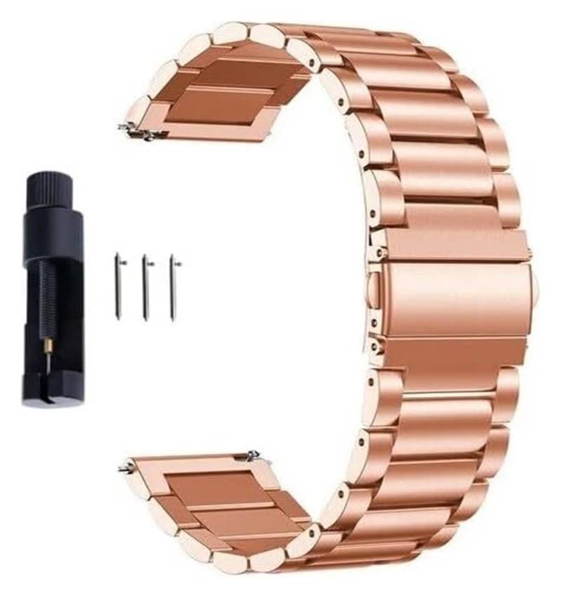 Edelstahl-Uhrband Uhrenarmbänder 14 16 18 20 22 24 mm Schnellverschluss aus Edelstahl und Milanaise-Uhrenarmband aus Metall, Faltbare Uhrenschnalle, universelles Uhrenzubehör(Rose Gold,20mm) von HIFRQVVC