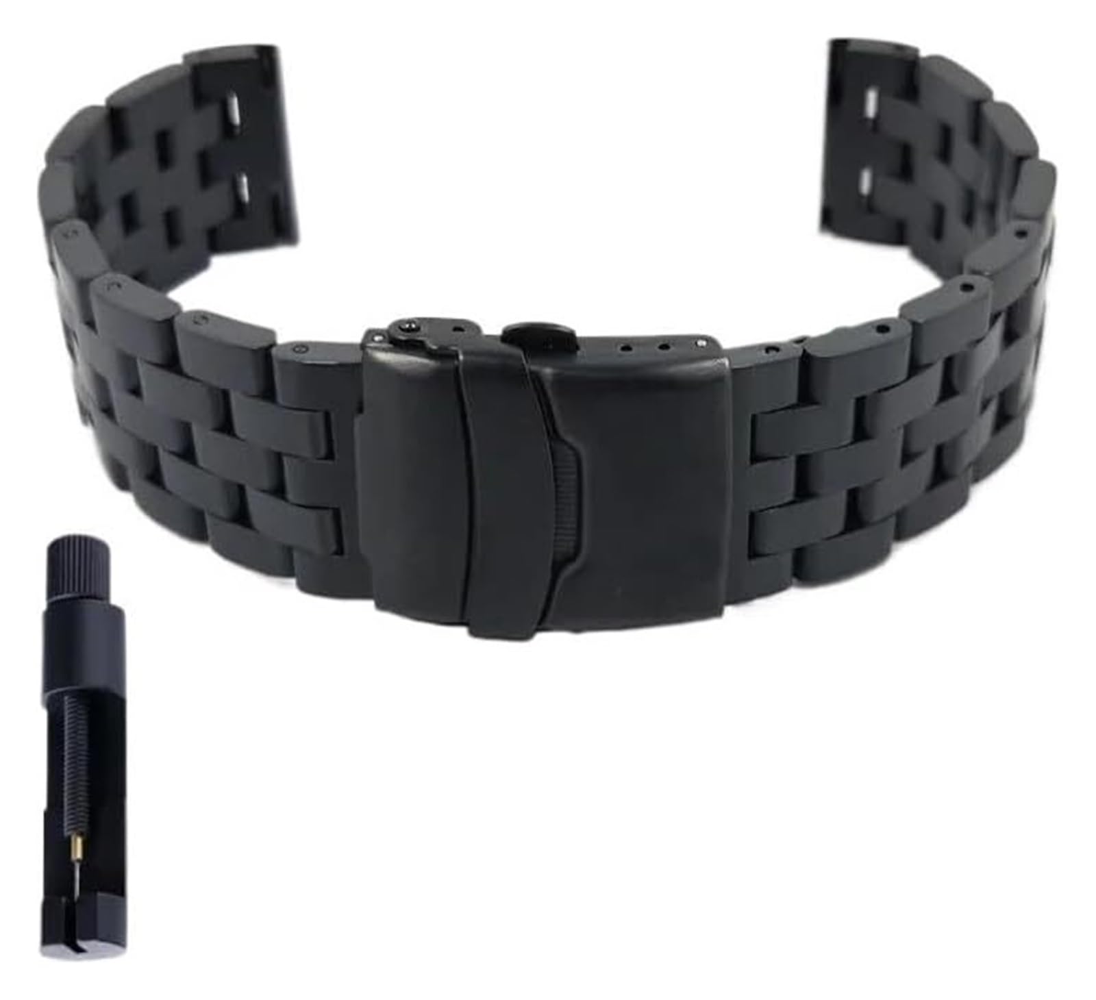 Edelstahl-Uhrband Uhrenarmbänder 18 20 22 24 mm Schnellverschluss-Edelstahl-Uhrenarmband mit Flacher Schnittstelle, Uhrenarmband, Armband mit Werkzeug(Black,18mm) von HIFRQVVC