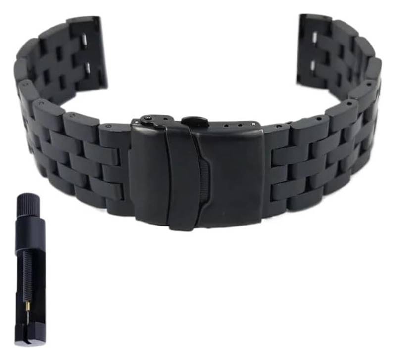 Edelstahl-Uhrband Uhrenarmbänder 18 20 22 24 mm Schnellverschluss-Edelstahl-Uhrenarmband mit Flacher Schnittstelle, Uhrenarmband, Armband mit Werkzeug(Black,26mm) von HIFRQVVC