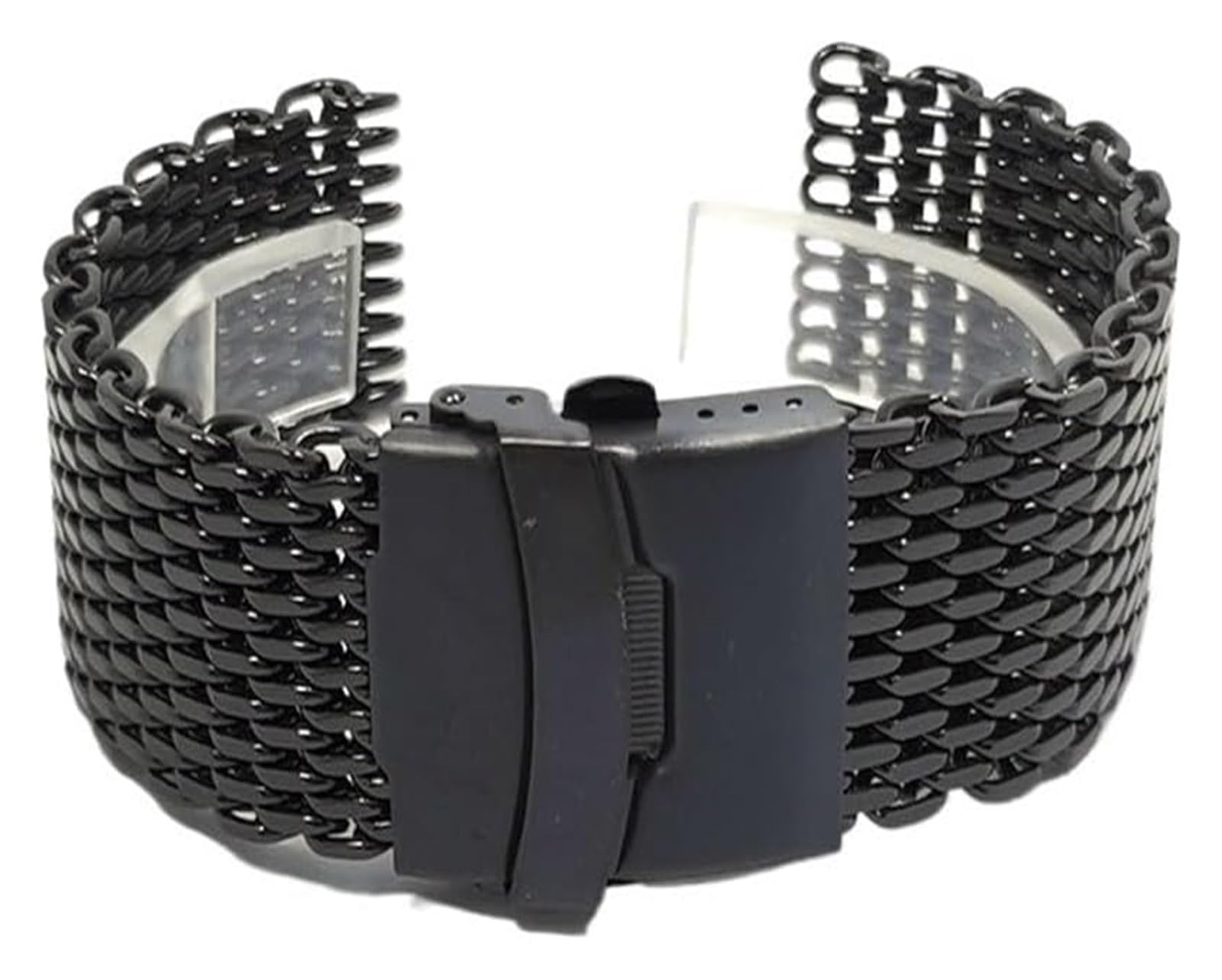 Edelstahl-Uhrband Uhrenarmbänder 18mm 20mm 22mm 24mm Edelstahl Uhrenarmband Mesh Metall Faltschließe Herren Ersatzband Uhrenzubehör(Black,20mm) von HIFRQVVC