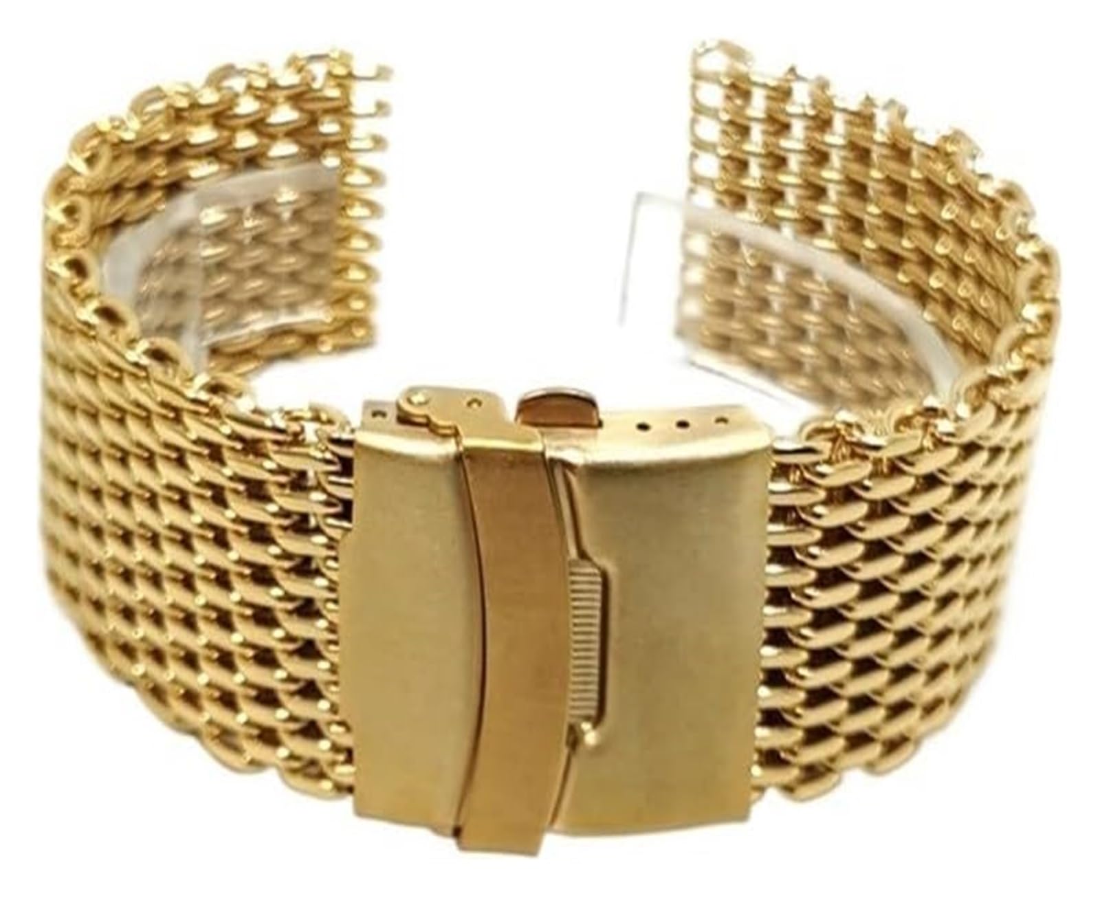 Edelstahl-Uhrband Uhrenarmbänder 18mm 20mm 22mm 24mm Edelstahl Uhrenarmband Mesh Metall Faltschließe Herren Ersatzband Uhrenzubehör(Gold,20mm) von HIFRQVVC