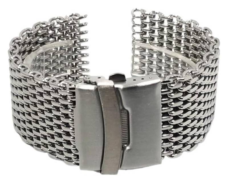 Edelstahl-Uhrband Uhrenarmbänder 18mm 20mm 22mm 24mm Edelstahl Uhrenarmband Mesh Metall Faltschließe Herren Ersatzband Uhrenzubehör(Silver,18mm) von HIFRQVVC