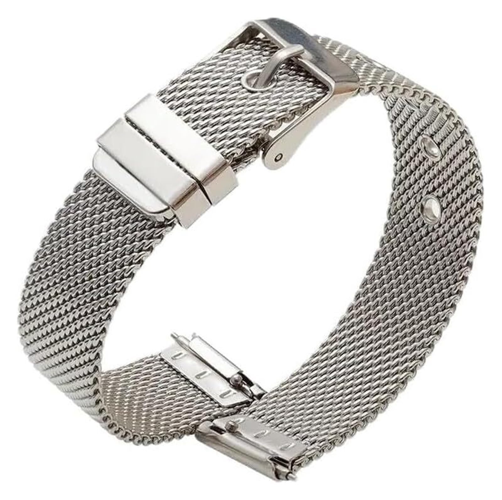 Edelstahl-Uhrband Uhrenarmbänder 18mm 20mm 22mm Edelstahl Schnellverschluss Metall Milanese Armband Uhrengürtel Flachkopf Universal Dornschließe mit Werkzeug(Silver,18mm) von HIFRQVVC