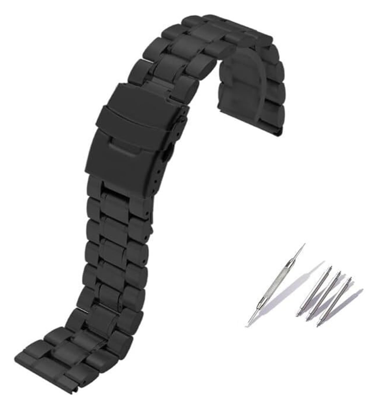 Edelstahl-Uhrband Uhrenarmbänder Edelstahl-Uhrenarmband 18 mm 20 mm 22 mm 24 mm Edelstahl-Uhrenarmband for Herren Ersatzarmband(Black,18mm) von HIFRQVVC