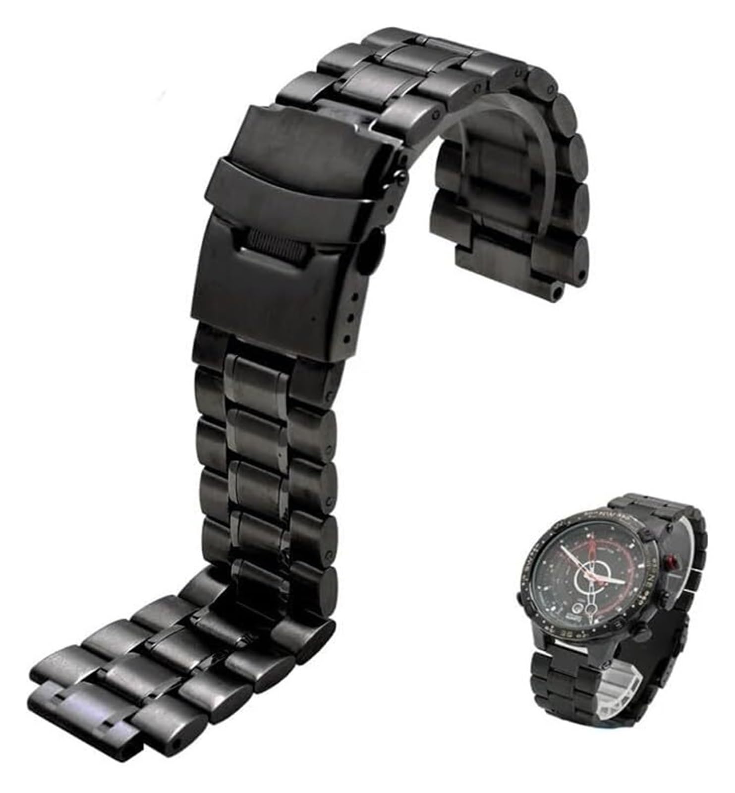 Edelstahl-Uhrband Uhrenarmbänder Edelstahl-Uhrenarmband Ersatz-Edelstahl-Uhrenarmband Schnellverschluss mit Werkzeug Herren-Smart-Sportarmband(Black,18mm) von HIFRQVVC