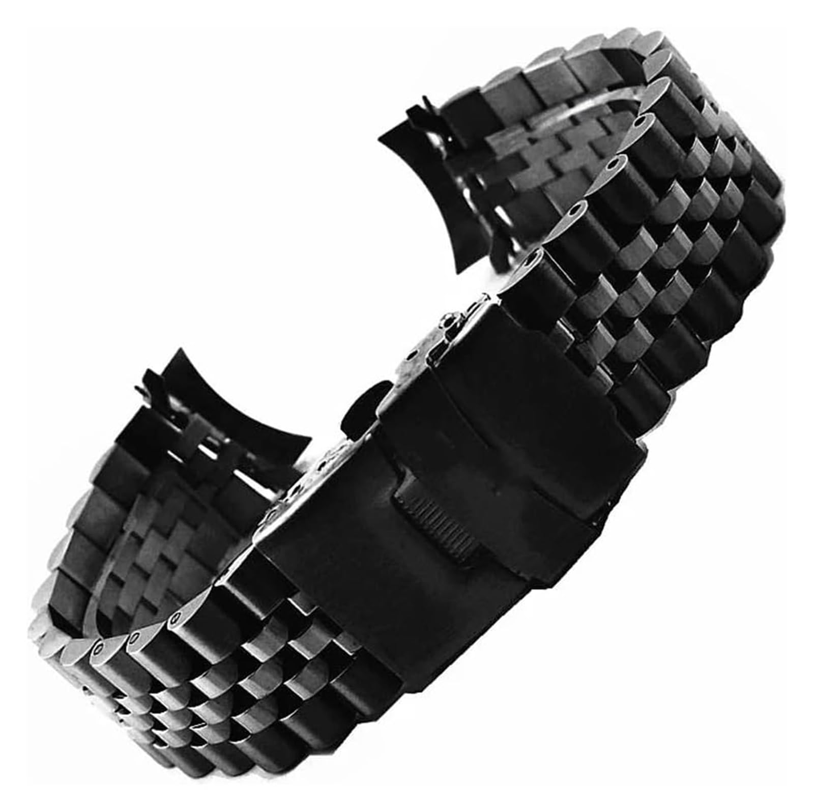 Edelstahl-Uhrband Uhrenarmbänder Edelstahl-Uhrenarmband mit gebogenem Ende, 18 mm, 19 mm, 20 mm, 21 mm, 22 mm, 24 mm, 26 mm, 28 mm, 30 mm, Universalband(Black,21mm) von HIFRQVVC