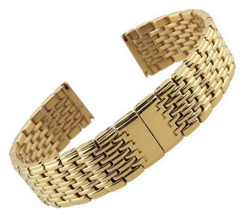 Edelstahl-Uhrband Uhrenarmband Metall Uhrenarmband 13mm 18mm 20mm 22mm 24mm Edelstahl Uhrenarmband Herren Damen Silber Roségold(Gold,13mm) von HIFRQVVC