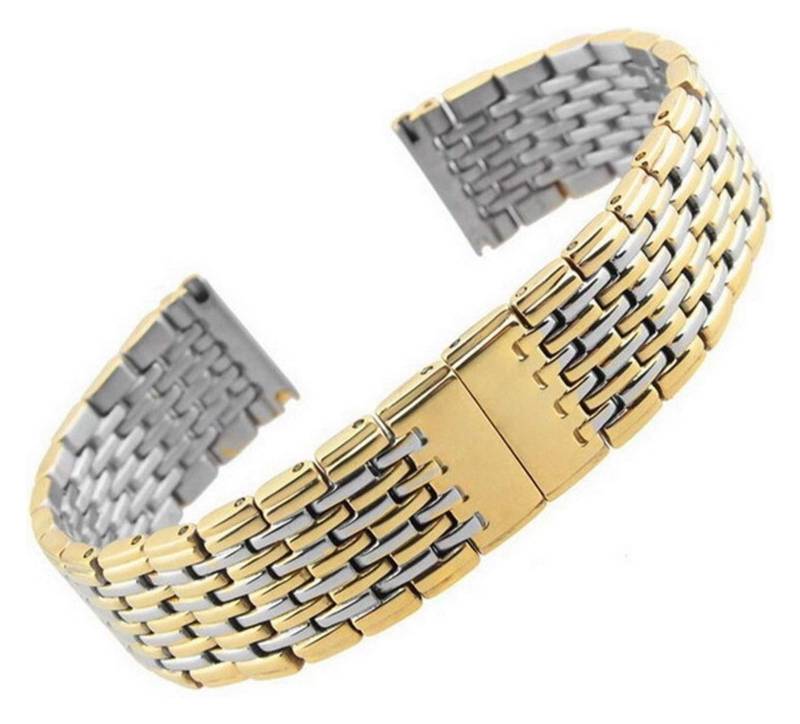 Edelstahl-Uhrband Uhrenarmband Metall Uhrenarmband 13mm 18mm 20mm 22mm 24mm Edelstahl Uhrenarmband Herren Damen Silber Roségold(Gold Silver,13mm) von HIFRQVVC