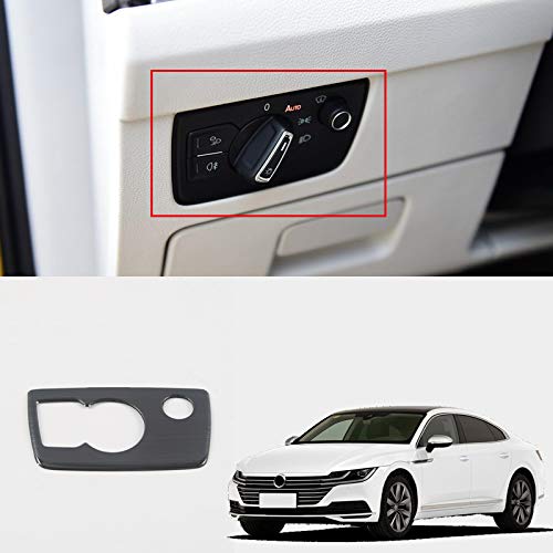 HIGH FLYING für VW Arteon 2017-2021 / Passat B8 2015-2021 Innen Head Light Lampe einstellen Button Abdeckung Trim Edelstahl 1 Stück (Schwarz) von HIGH FLYING