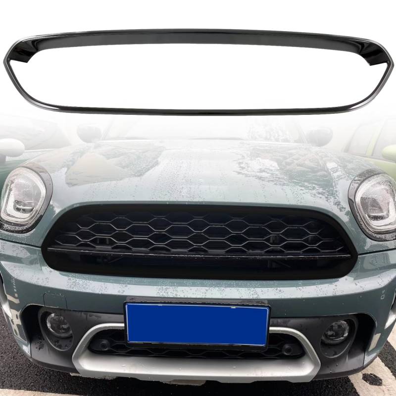 für Mini Cooper S Countryman, JCW, SE F60 2021 2022 2023 (nicht für One und Cooper) Kühlergrill Dekor (Schwarz glänzend) von HIGH FLYING