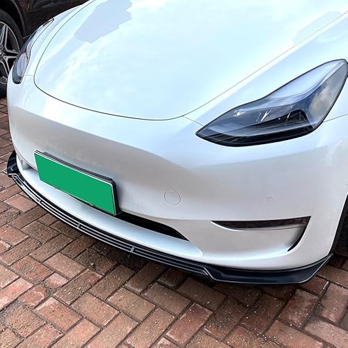 für Tesla Model Y 2021-2024 Frontaufsatz Frontspoiler ABS Kunststoff (Schwarz glänzend) von HIGH FLYING