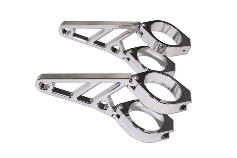 HIGHSIDER CNC Alu Lampenhalter Set kurz 87 x 10mm für 38-41mm chrom von HIGHSIDER