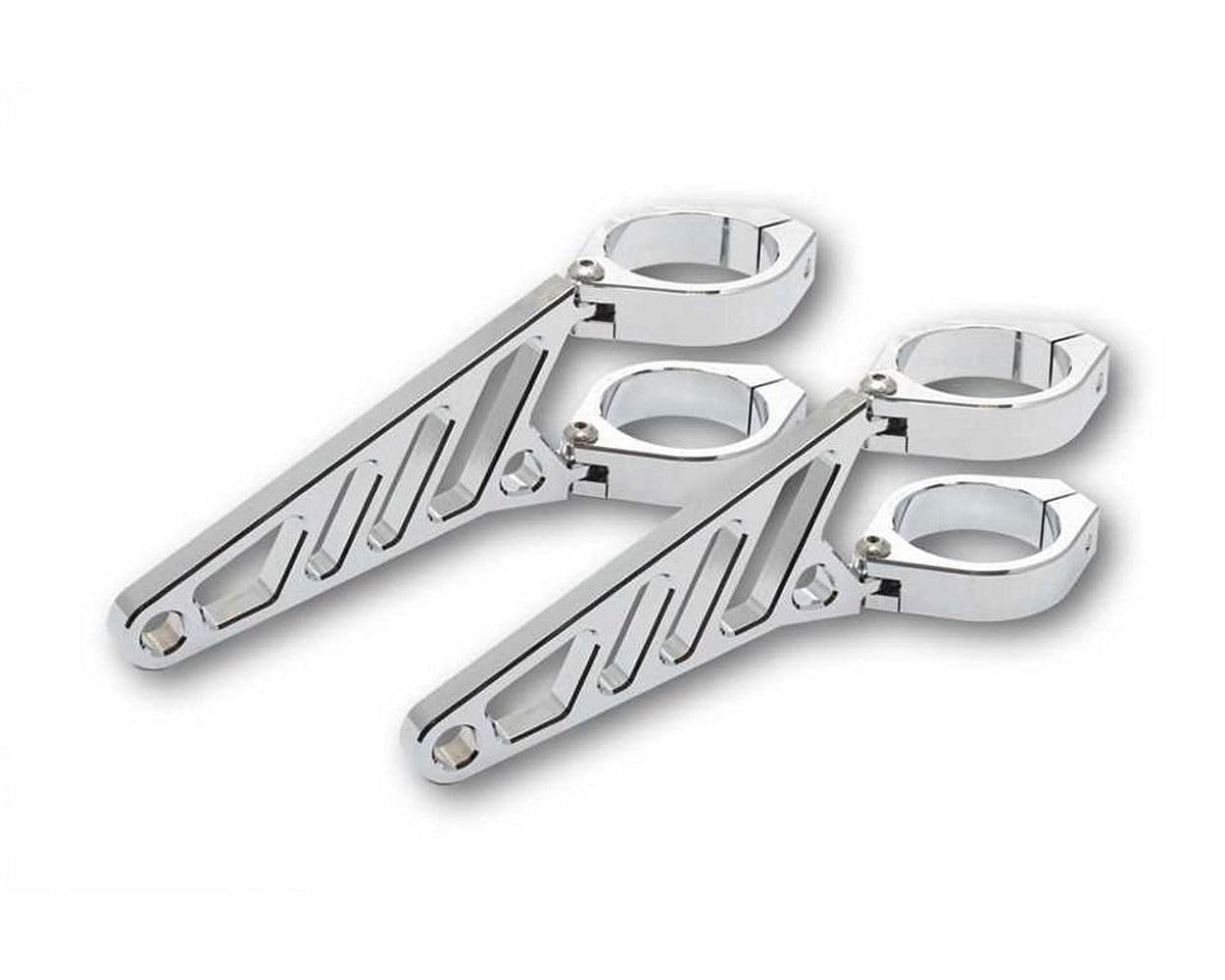 HIGHSIDER CNC Alu Lampenhalter Set lang 114 x 10mm für 35 - 37mm chrom von HIGHSIDER