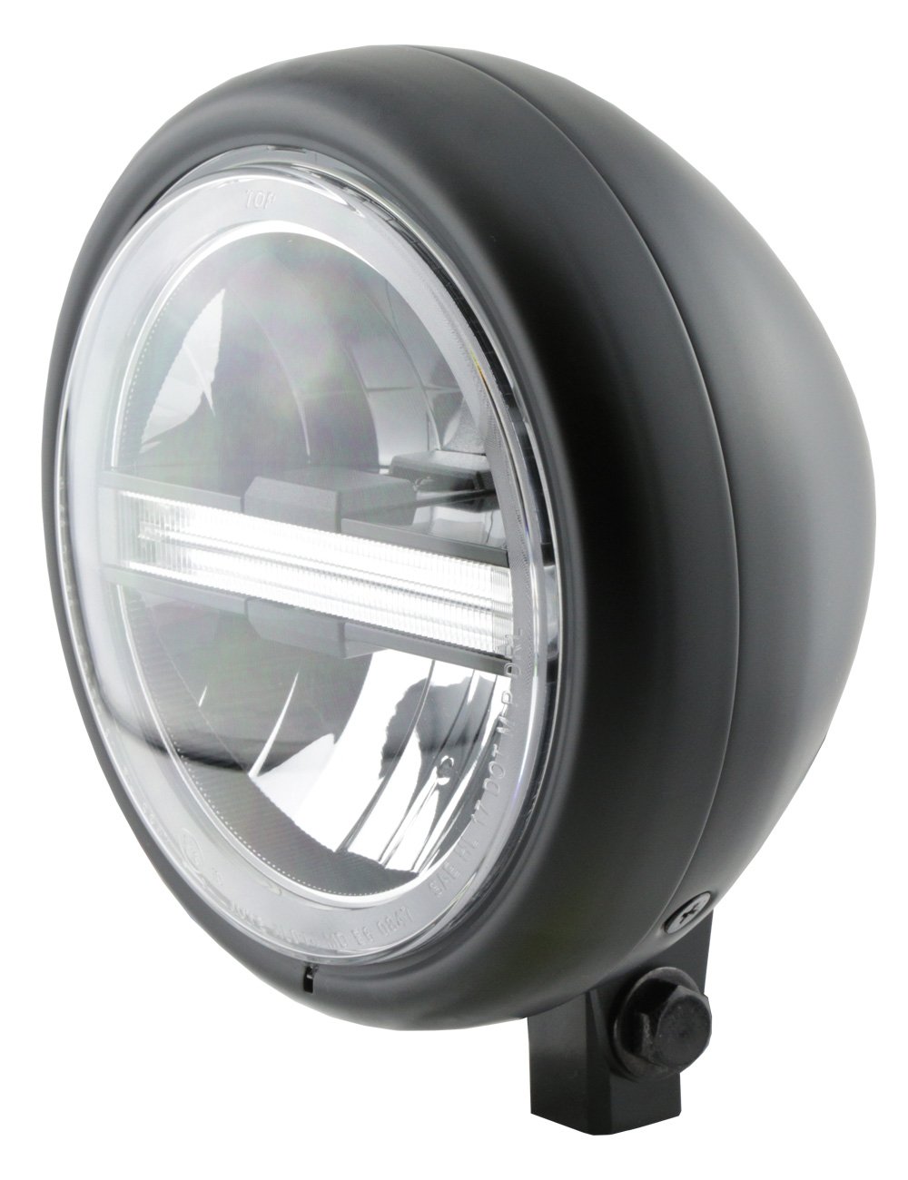 HIGHSIDER Pecos Typ 6 Motorrad 5 3/4 Zoll LED-Scheinwerfer mit TFL, E- geprüft (Schwarz) von HIGHSIDER