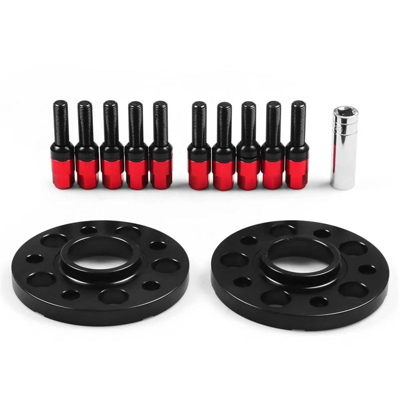 Autos Spurverbreiterungen Für Q5 SQ5 W Für Ball Für Bolzen BX102127 15mm 5x11 2mm 66,6mm Hub Centric Bore Rad Spacer M14x 1,5 Kegel Bolzen Spurverbreiterungen(Red Bolts) von HILLAR