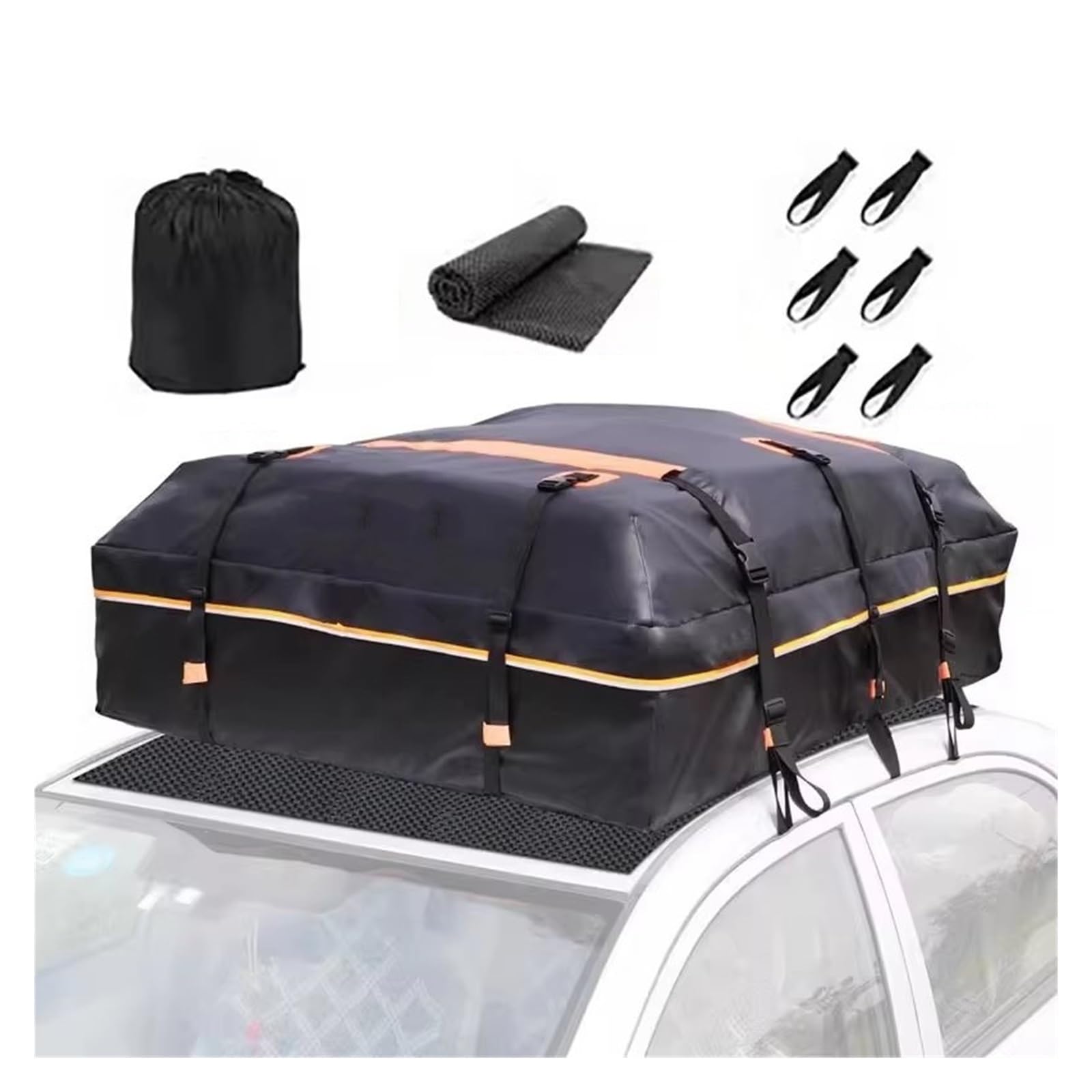 Gepäckablage Querträger Outdoor Wasserdichter Kofferraum Für Autodach 550L 20 Zoll Autodachtasche Tragbare Und Faltbare Aufbewahrung Autodachbox SUV Gepäcktasche Autos Dachträger(15 inch black) von HILLAR