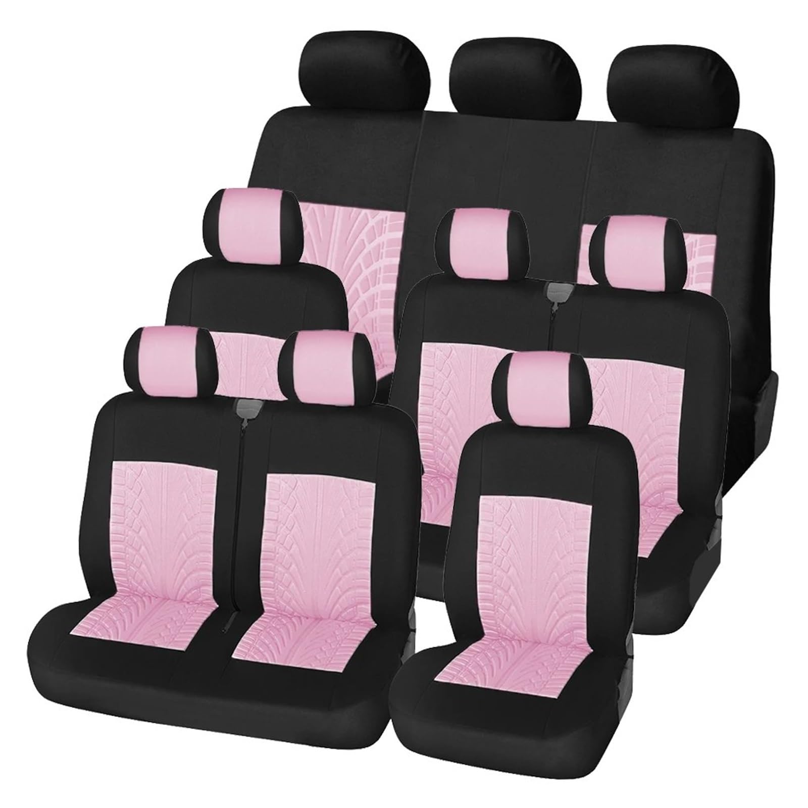 HILLAR Sitzbezüge Auto 9-Sitzer-Bussitzbezüge, schmutzabweisende Autositzschoner Auto-Sitzbezüge(Pink-9PCS) von HILLAR